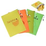 4 bolsas de plátano para nevera, bolsa de plátano de 27 x 35 cm, bolsas de almacenamiento con cordón con forro de aluminio, bolsas de plátano amarillas que se mantienen frescas durante más tiempo para