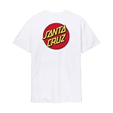 Santa Cruz Classic Dot - Camiseta de manga corta negra para hombre con logotipo estampado en la espalda, blanco, M