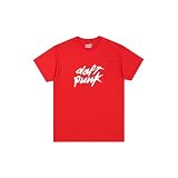 Daft Punk Camiseta Unisex para Adultos con Logotipo Oficial Merch Classic, Rosso, M