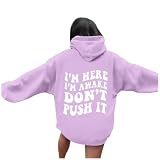 riou Sudadera con Capucha Mujer Manga Larga Campus Divertido Estampado Sweatshirt Manga Larga Adolescentes Chica Suéter Abrigo Jersey Hoodie Originales Talla Grande