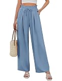 CMTOP Pantalones Mujer Verano Pantalones Casual Suelto Rectos Pantalon Ancho Elegante Comodo Pantalones Casuales Elástico Holgado con Cordón