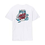 Santa Cruz Camiseta para hombre Grabke Exploding Dot Back Print de algodón orgánico, blanco, L