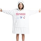 Hello Kitty Sanrio Manta con Capucha Niñas Adolescentes, Sudaderas de Marca Oversize con o sin Función Almohada, Regalos Niña (Blanco Cojín)