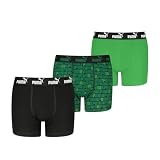 PUMA Jungen Elements Boxer (3 Unidades), Negro/Verde, 122-128