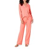 Amazon Essentials Conjunto de Pija con Camisa de Manga Larga y Pantalón Largo en Modal y Algodón Mujer, Rosa Coral, M