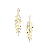 KONFEN Pendientes de moda para mujer, con circonita cúbica AAA+, pendientes de hoja, regalos de joyería para niñas y mujeres