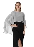 Hotshawl Capelets de gasa para mujer, chales y envolturas para vestido de noche, capas de boda, Plata Gris, Talla única