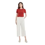 GLOWELFA Pantalones Fluidos Cortos para Mujer Verano 7/8 Ligeros Cintura Elástica con Bolsillos – Negro, Blanco, Rojo, Caqui – Pantalón Corto Casual Elegante para Vacaciones, Oficina, Casa, Deporte