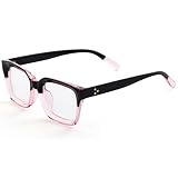 KURSAN Gafas clásicas sin receta para mujeres y hombres, con marco cuadrado grueso (negro y rosa)