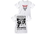 Camiseta Stranger Things. Camiseta Eddie Munson Hellfire Club Doble Estampado Camiseta Adulto Unisex, blanco sucio, L