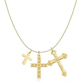 Colgante de mujer original con tres cruces en diferentes tamaños y diseños. Cadena de plata para mujer, niña ideal para regalo del día de la madre, cumpleaños, aniversario. Joyeria mujeres