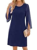 Enmain Vestido Mujer Elegante Cocktail Vestidos de Ceremonia Fiesta Graduacion Azul Marino 2XL