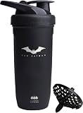 Smartshake Justice League Reforce Batman Shaker Botella 900 ml, DC Comics Botella de agua de acero inoxidable, regalos de Batman para hombres