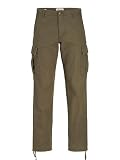 JACK & JONES Jpstkane Jjbarkley Cargo Pant Noos - Pantalones Cargo para Hombre, Noche de Oliva, 31W x 32L