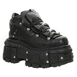 New Rock Botines Unisex M-TANK106-C2 de 100% Cuero Genuino Negro con Plataforma Punk Gótico a la Moda 9