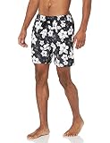 Amazon Essentials Bañador con Forro de Malla, Bolsillos y Cierre con Cordón Hombre, Negro Hibisco, XL