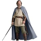 keland Capa medieval de lino con capucha Renaissance para mujer y hombre, Halloween (gris)