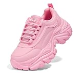 LUCKY STEP Zapatillas Gruesas para Mujer, Zapatos Casuales con Plataforma de Moda, cómodas Zapatillas de tacón de cuña (Rosa, 11US-42EU-9UK)