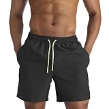 EDOTON Bañadores Hombre, Pantalones Cortos de Baño Ligeros de Secado Rápido para Hombre Pantalones Cortos de Baño para Hombre con Cintura Ajustable y Bolsillos/Natación/Surf/Informal (L, Negro)