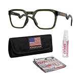 OAKLEY OX8208 HSTN SQ RX - Gafas de forma cuadrada con kit oficial de gafas, Marco de tinta oliva, lente transparente, Talla única