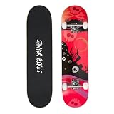 Sawyer Bikes - Monopatín/Skateboard (78cm x 20cm) - Niños y Adolescentes (Calaveras)