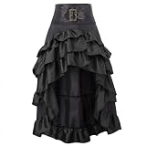 Falda pirata renacentista para mujer, gótica, steampunk, victoriana, alta-baja, Negro, S