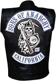 MERCH ATTIRE Chaqueta de cuero para hombre, estilo motero, Jax Teller, chaqueta de cuero sintético para motocicleta, Negro - piel sintética., XXL
