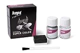 Tinte con Imprimación para Zapatos y Bolsos Textiles Y de Cuero Natural Y Sintético, Kaps Super Color And Preparer, 70 Colores (403 - plata brillante)