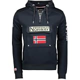 Geographical Norway GYMCLASS Men - Sudadera con Capucha y de Bolsillo Canguro para Hombre - Sudadera con Logo de la Marca y Manga Larga (Azul Marino, L)