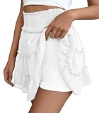 Adigaber Mini Falda de Mujer Color sólido Cintura Alta Falda de Tul con Pantalón Corto