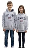 British Heritage Brands LE129GN - Sudadera con Capucha, Unisex, diseño de Londres, Talla XS-2XL, Color Gris y Azul Marino Gris Gris XL