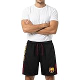 Icon Sports International Soccer - Pantalones Cortos de fútbol para Hombre, Hombre, FC Barcelona - Pantalones Cortos de fútbol para Hombre, FCB03SH-K, Negro, XL