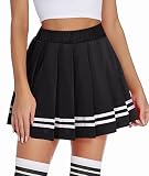 Avidlove Señoras Falda Corta Disfraz de Carnaval Sexy Falda Plisada Básica Vestido de Fiesta Rave Falda Plisada Cintura Alta Tenis Falda Deportiva Fiesta Mini Falda Elástica Escolar A-Line Negro L