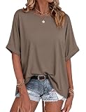 Wayleb Camiseta Oversize Mujer Manga Corta Marrón L