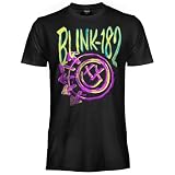 Blink-182 - Camiseta oficial Smiley Blink. Camiseta unisex de algodón, camiseta de ajuste regular para adulto y niño, Negro , M