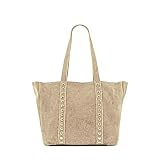 MODELISA - Bolso Hombro Antelina Shopper Casual Tachuelas Mujer (Beige)