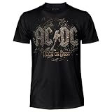 Camiseta oficial AC/DC Rock or Bust. Camiseta unisex de algodón. Camiseta de rock de ajuste regular para adulto y joven, Negro , XL