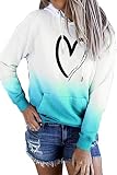 HVEPUO Adolescentes Chicas Amor Sudadera con Capucha Tie Dye Corta Trabajo Sudaderas para Mujer Solid Elegantes Modernas Manga Larga Sudadera Hood Azul L