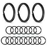WUGAUWOR 50 Anillas para Llaveros Planos de 30 mm, Anilla Llavero Metálico Negro Inoxidable para Llaves, Etiquetas y Manualidades DIY, Diseño de Cierre Seguro de Doble Capa para Coche, Hogar, Oficina