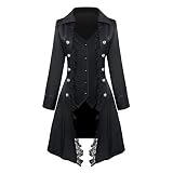 Feynman Abrigo de mujer steampunk frack gótico con encaje, fraun barroco victoriano trío vintage medieval chaqueta uniforme negro M, Negro, M