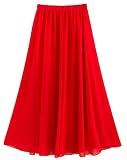 Golden Service Falda Mujer Elástica Plisada Básica Falda Larga Mujer Maxi Bohemia Playa Vacaciones Gasa con Talla Grande Cintura Elástica