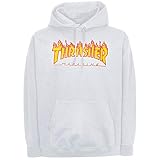 THRASHER Flame Logo Camiseta, Unisex Adulto, White, L