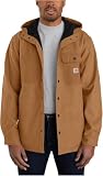 Carhartt Men's Rain Defender Relaxed Fit Heavyweight Hooded Shirt Jacket, Oiled Walnut Heather, Small