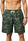 Enlision Bañador Hombre Largo 7.5' Bermuda Surfero Hawaiano Secado Rápido Camuflaje Verde Hawaiana Estampado Calções de Playa Homem con Malla Interior y Bolsillos para Piscina Natación Vacaciones L