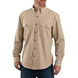 Carhartt Loose Fit Midweight Chambray Long-Sleeve Shirt, Camisa con Botones Work Utility de los Hombres, Dark Tan Chambray,