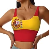 PHAYAH Camiseta sin mangas para mujer, con la bandera de España, para entrenamiento, pérdida de peso, ejercicio, gimnasio, sauna, Negro -, S