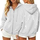 Sudadera Cremallera Mujer Alas de Ángel de Pedrería,Chaqueta Entretiempo