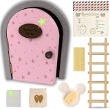 HOMYKIDS® Puerta Ratoncito Perez Magica | Abre y BRILLA | Cuento GRATIS | Certificados | Puerta Raton Perez Casita Ratoncito Perez | Idea Regalo Cajita Dientes (Rosa, Ratón Pérez)