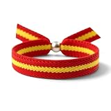 arana's® - Pulsera de tela elastica bandera de España con cierre ajustable para hombre, mujer y niño - Original empaque para regalo - Pulseras de tela Españolas (1 Unidad)