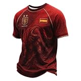 Camiseta España Mundial 2026 Hombre Camiseta España Dos Estrellas | Futbol Retro Manga Corta y Cuello Redondo, Ligero y Transpirable, Diseño Fan, Ideal para Celebración del Título y Fiestas Callejeras